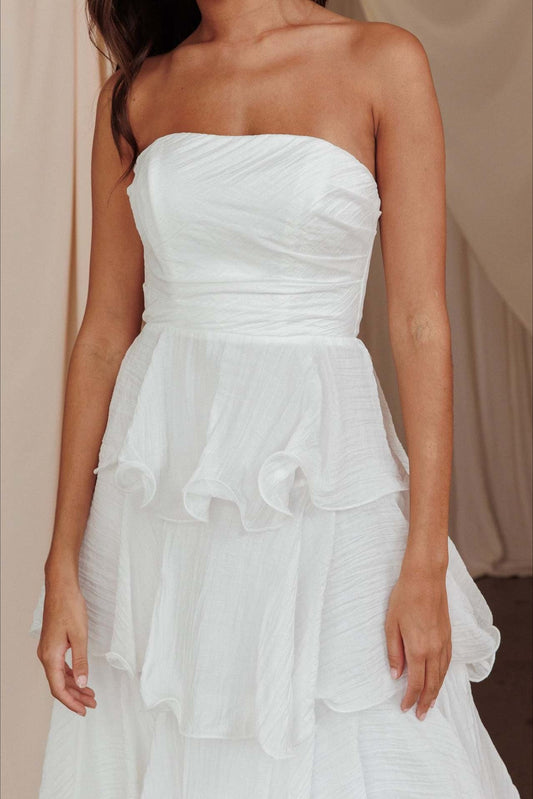 Sexy Slim Fit Strapless Backless Ruffled Prom Dress