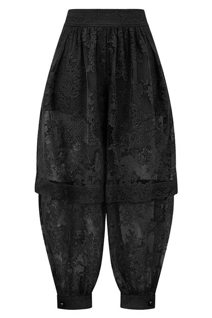 Ellie Lace Gathered Waist Pocket Button Ankle Cuffs Harem Pant
