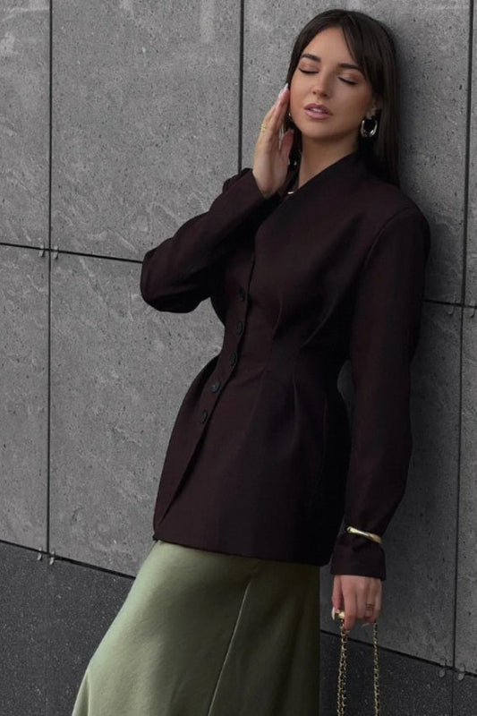 Elegant SingleButton Draped Blazer