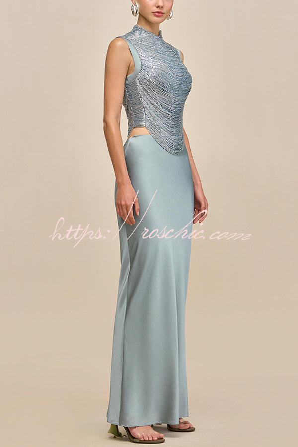Keep Polished Handcrafted Glossy Arcs Over Tassels High Neck Tank Top