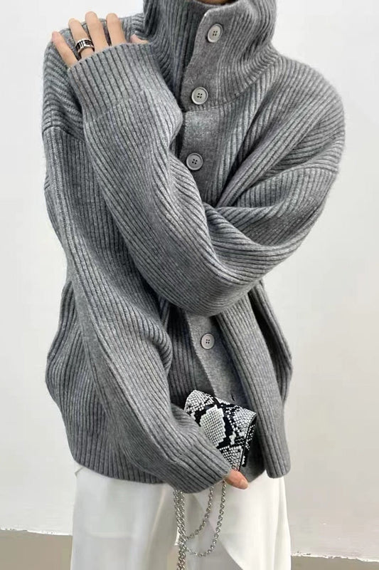Ribbed Single Breasted Cardigan