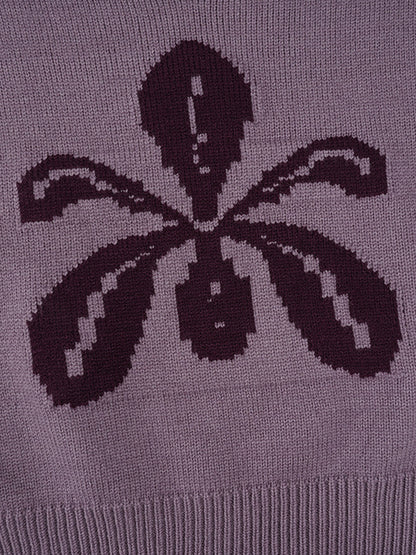 Flower Vintage Round Neck Knitted Sweater