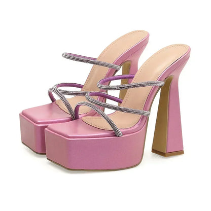 Fashionable 5CM Platform  Narrow Band Diamond 15CM Thick High Heel High Heel