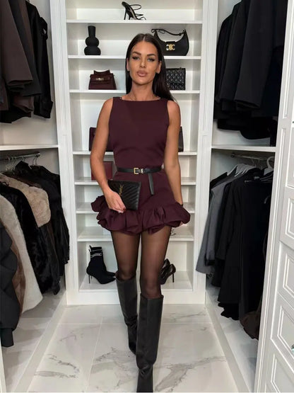 Midnight Frill Mini Jumpsuits