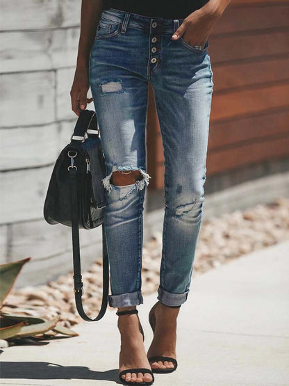 Classic Street Fashion Ripped Jeans