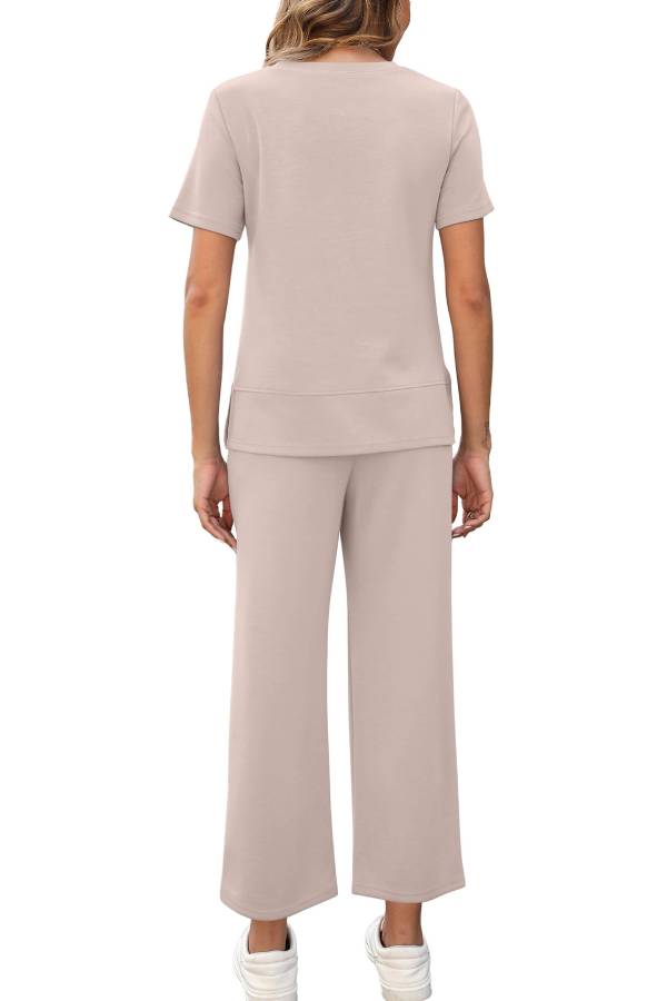Women's Fashion Comfy Wide Leg 2 Piece Lounge Set