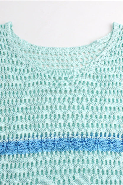 Hollow Knit Contrast Tank Sweater Dress