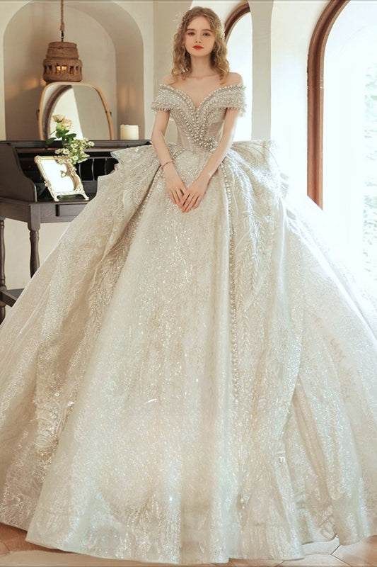 Royal Beaded Ball Gown Wedding Dress
