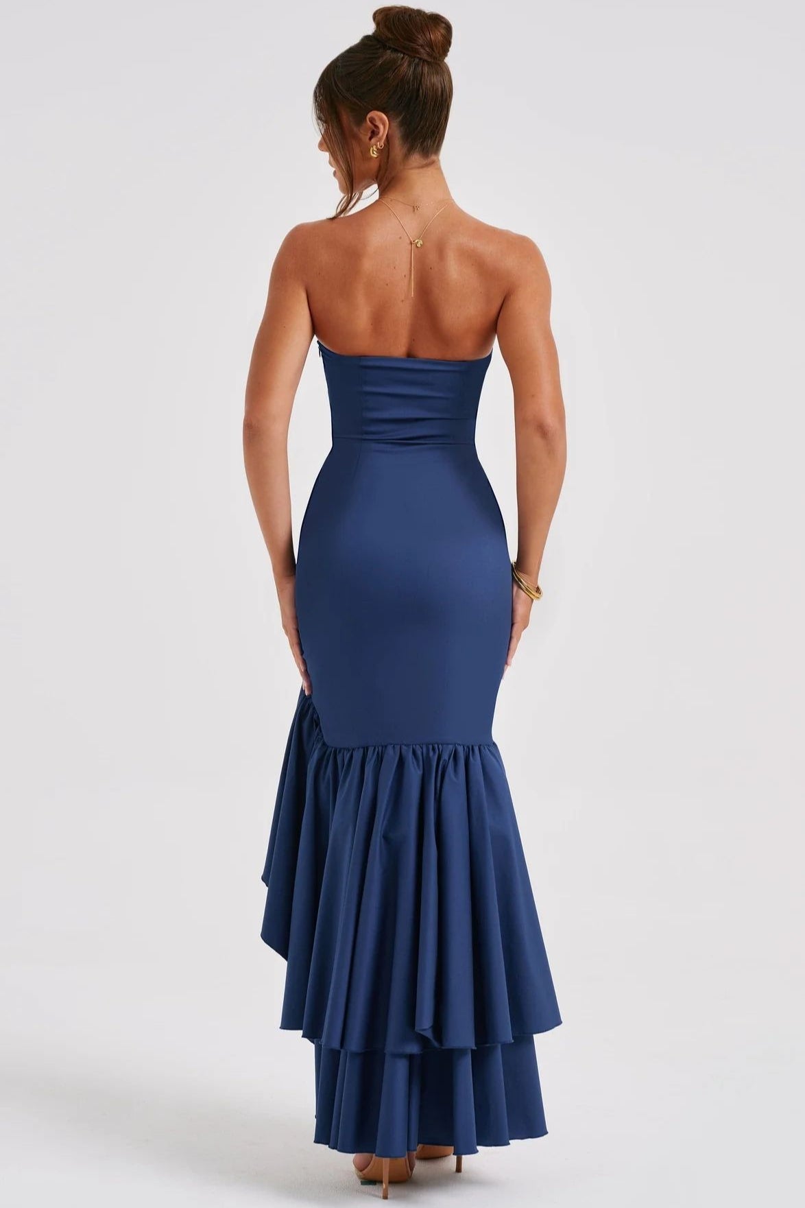 Strapless High Slit Backless Bodycon Slim Fit Elegant Prom Dress