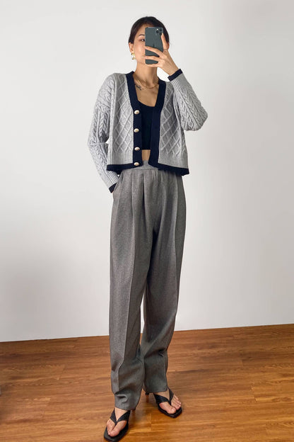 Hildagarde Grey Button-Up Cardigan