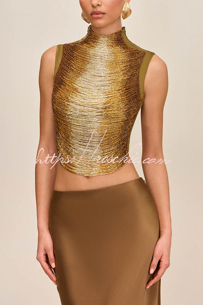 Keep Polished Handcrafted Glossy Arcs Over Tassels High Neck Tank Top