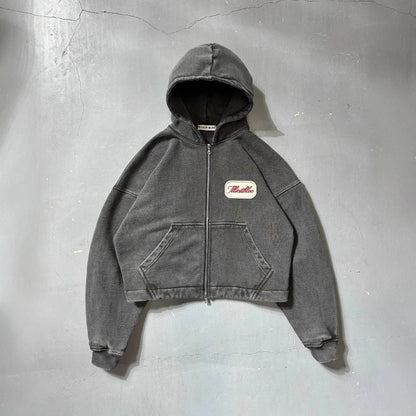 Embroidered Patch Loose Hoodie