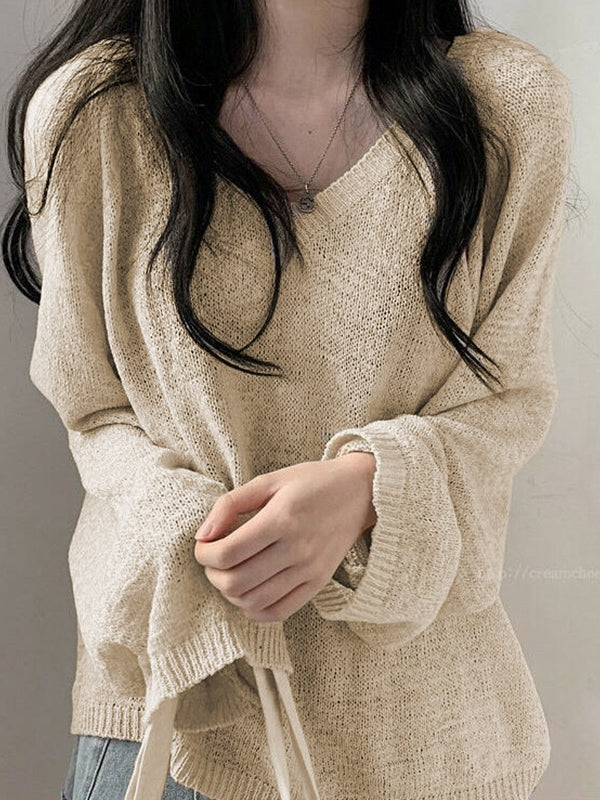 Cozy V Neck Baggy Thin Sweater