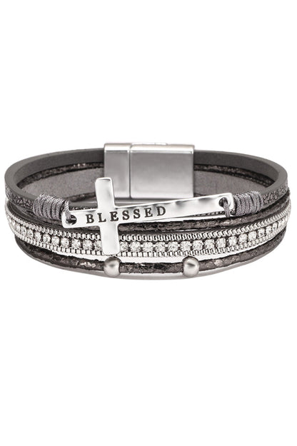 Bohemian Cross Diamond Magnetic Clasp Bracelet