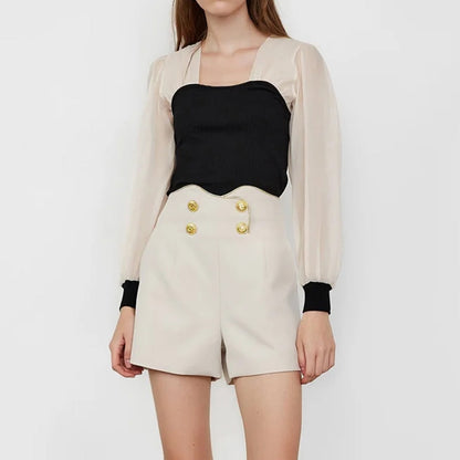 Emmalee Black Puff Sleeve Blouse