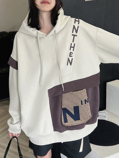 Irregular Splice Design Oversized Hoodie
