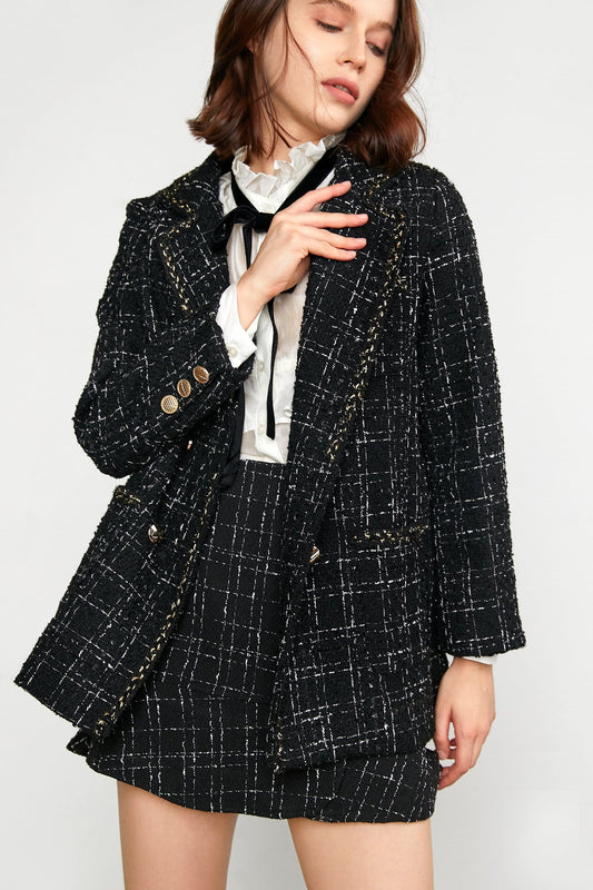 Abbas Black Double-Breasted Coat