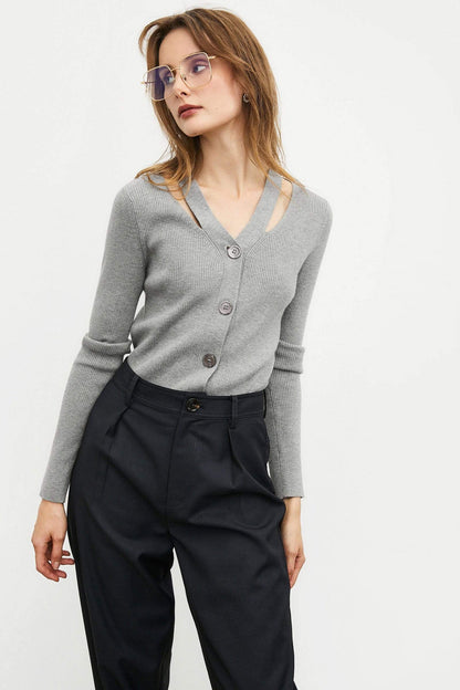 Grey Button-Up Cardigan