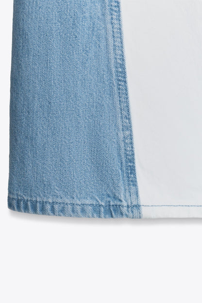 STRAIGHT LEG MID-RISE COMBINED JEANS