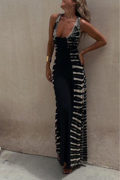Starry Sky Tie-dye-print Stretch-back Maxi Dressï¼_ith built-in braï¼