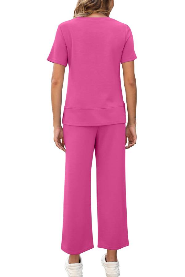 Women's Fashion Comfy Wide Leg 2 Piece Lounge Set