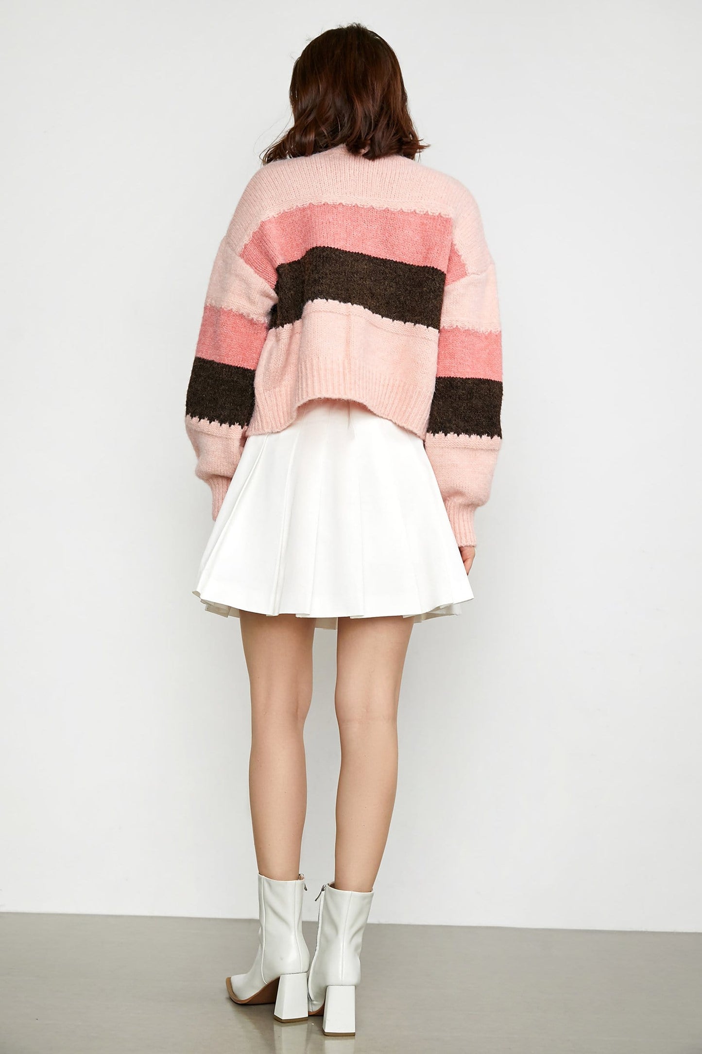 Delani Pink Color Block Cardigan