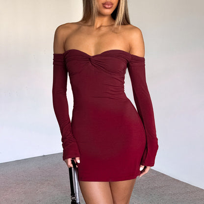 Crimson Kiss Mini Bodycon Dress Maroon