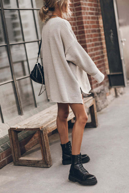 Everyday Beauty Long Sleeve Side Slit Knit Dress -3 Colors