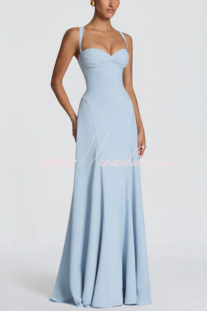 Irie Chiffon Sweetheart Neck Adjustable Straps Back Lace-up Maxi Dress