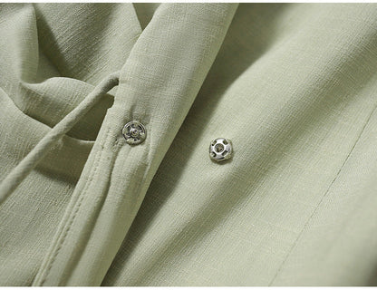 Green Khaki Wrap Front Tie Side Blazer Dress