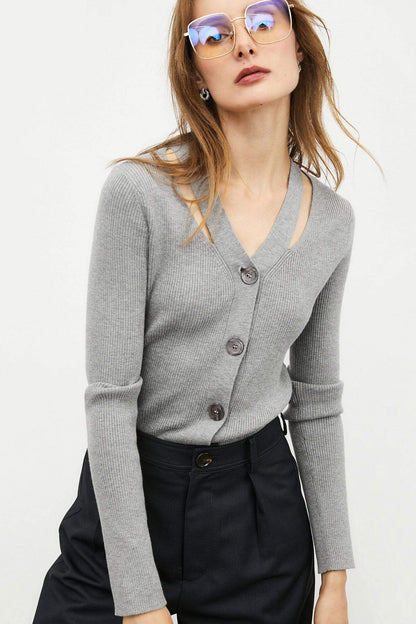 Grey Button-Up Cardigan
