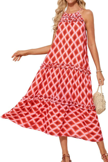 Women's Halter Neck Floral Print Vacation Dress