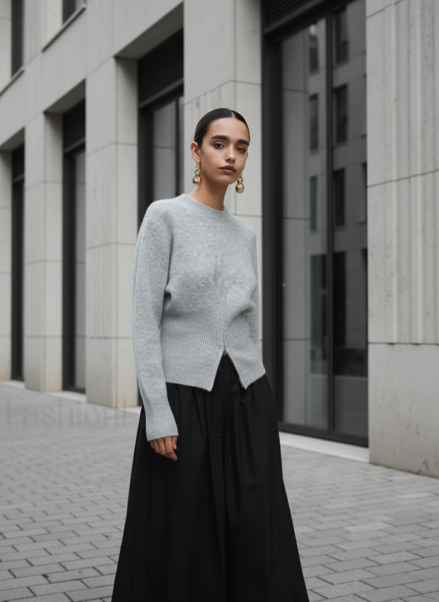 Half Zip Graceful Fuzzy Sweater