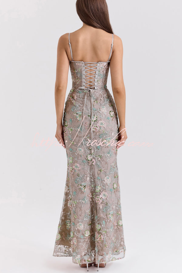 Stylish Sleeveless Halter-neck Slim-fit Backless Tie-up Elegant Maxi Dress