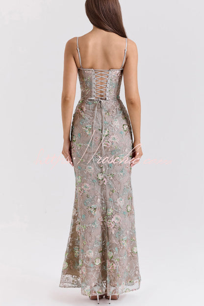 Stylish Sleeveless Halter-neck Slim-fit Backless Tie-up Elegant Maxi Dress