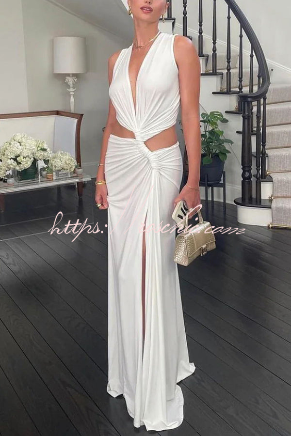 She??£¤s A Winner Jersey Triple Loop Cutout Stretch Maxi Dress
