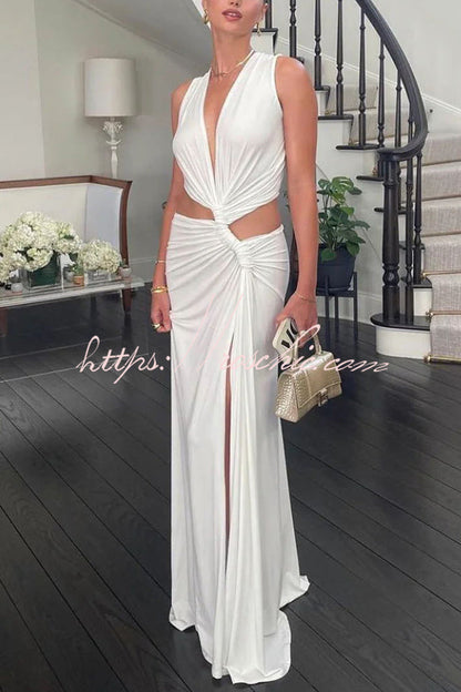 She??£¤s A Winner Jersey Triple Loop Cutout Stretch Maxi Dress