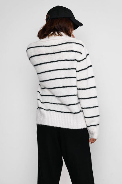 Darell White Pinstrip Cardigan