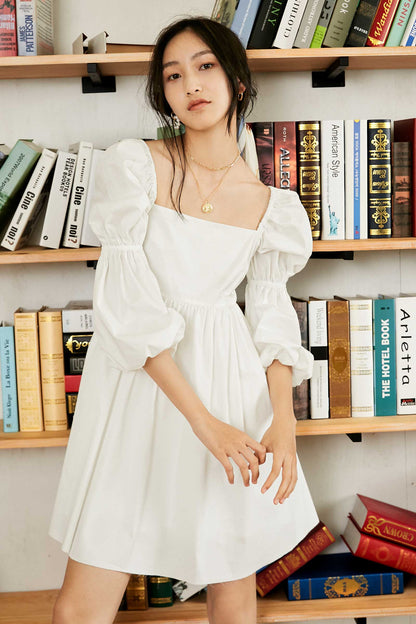 Alexis White Puff Sleeve Mini Dress