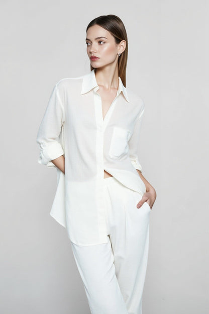 Linen V Neck Relaxed Blouse