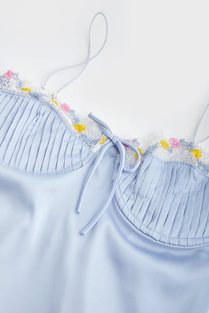 Emmylou Light Blue Halter Mini Dress