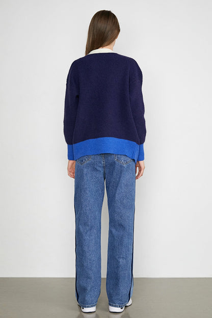 Daliyah Midnight Blue Contrast Cardigan