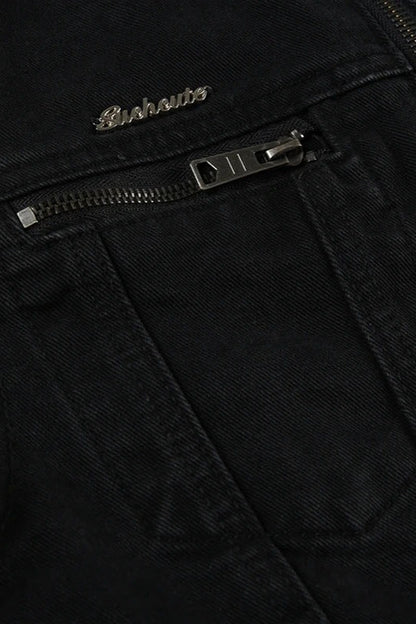 Double Zipper Denim Cargo Jacket