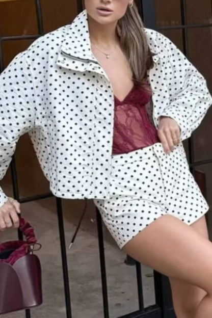 Polka Dot Print High-Waisted Wide-Leg Shorts