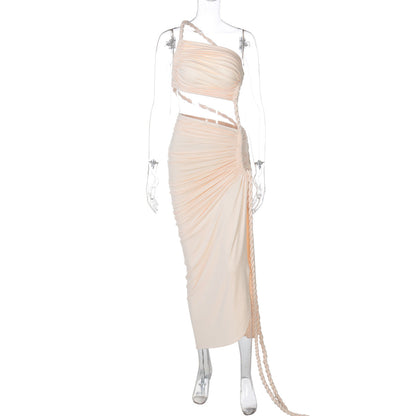 Delia Asymmetrical Dress Beige