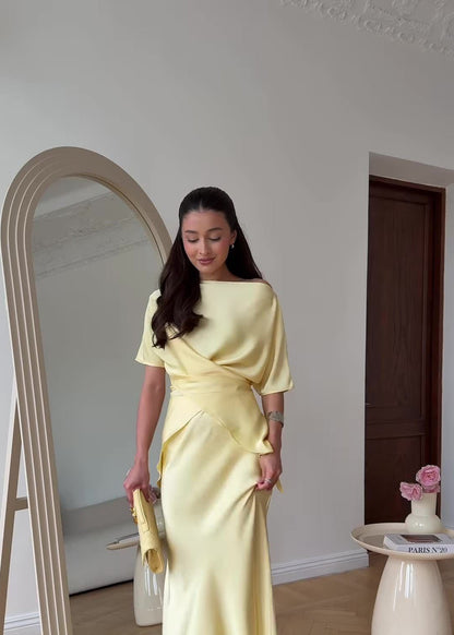 Sierra - Satin Two-Piece Skirt and Blouse Set