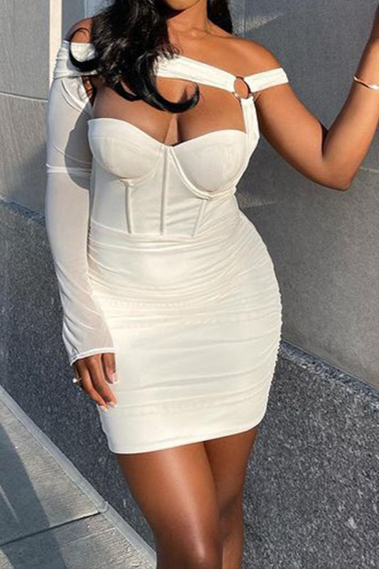 Asymmetric Cut Out Bodycon Mini Dress