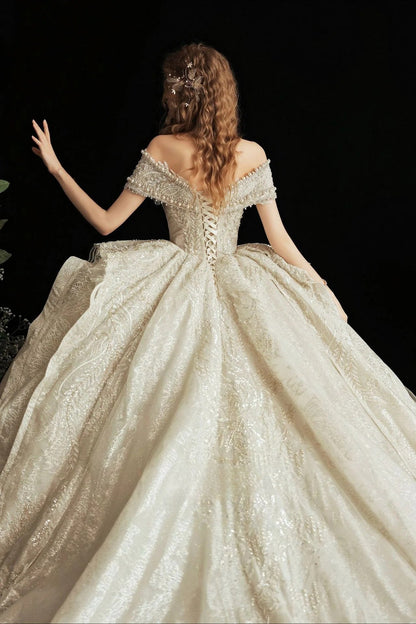 Royal Beaded Ball Gown Wedding Dress