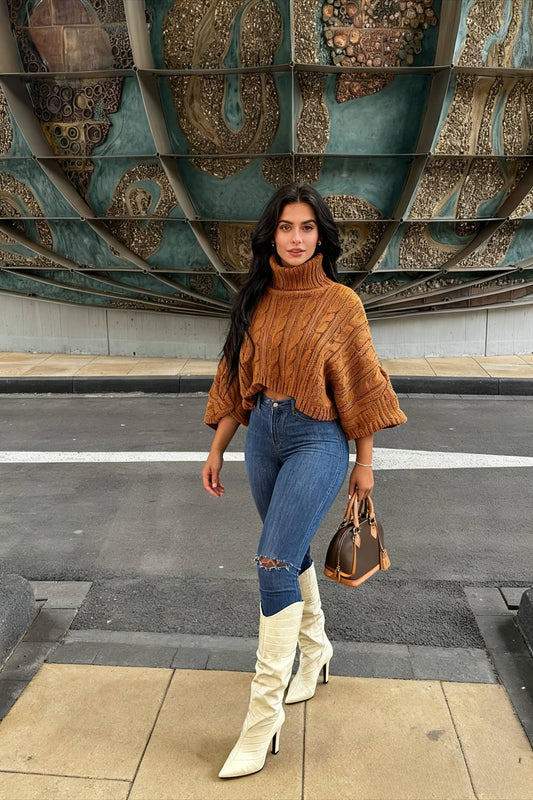 Batwing Sleeve Hollow Trendy Knitted Pullover Top