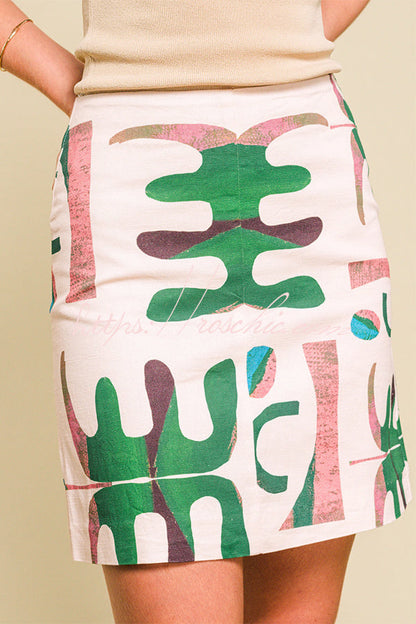 Abstract Geometric Print High-Waisted Skirt